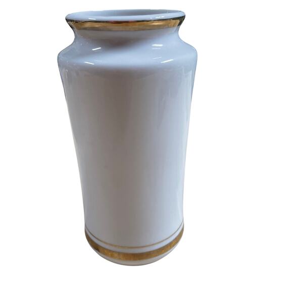 Vintage Art of Chokin Japanese Vase White Procelain with Gold Trim GUC - Picture 2 of 7